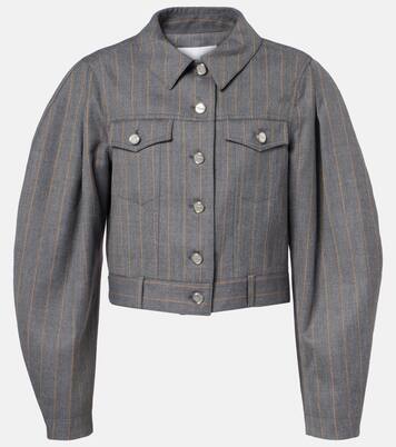 Pinstripe cropped jacket | Ganni