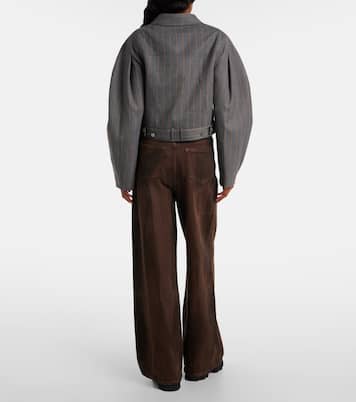 Pinstripe cropped jacket | Ganni