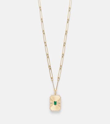 Radiant Deco 18kt gold pendant necklace with pink sapphires and diamonds | Shay Jewelry