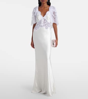 Lace-trimmed satin gown | Self-Portrait