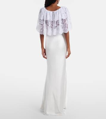 Lace-trimmed satin gown | Self-Portrait