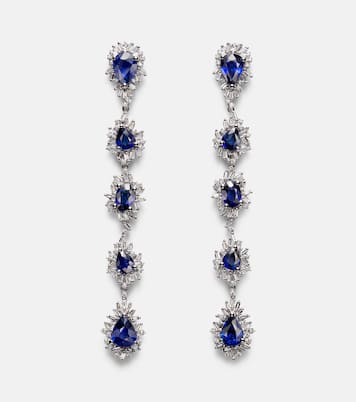 18kt white gold drop earrings with sapphires and diamonds | Suzanne Kalan