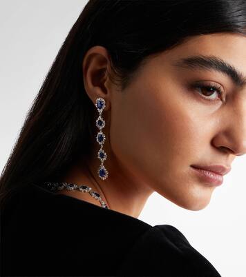 18kt white gold drop earrings with sapphires and diamonds | Suzanne Kalan