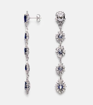 18kt white gold drop earrings with sapphires and diamonds | Suzanne Kalan