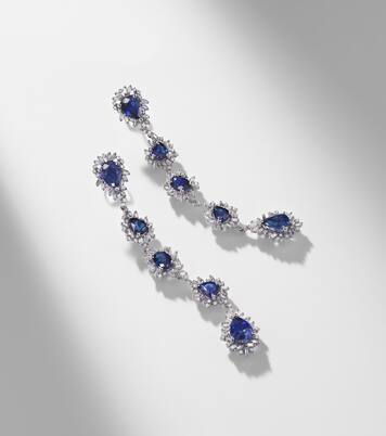 18kt white gold drop earrings with sapphires and diamonds | Suzanne Kalan