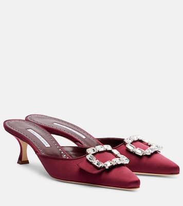 Mayjou 50 crystal-embellished satin mules | Manolo Blahnik