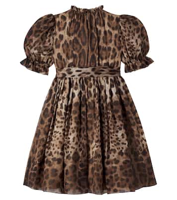 Leopard-print silk chiffon dress | Dolce&Gabbana Kids