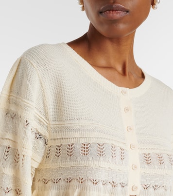 Cropped open-knit ruffled cardigan | Xu Zhi