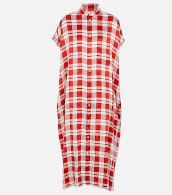 Checked silk shirt midi dress | Balenciaga