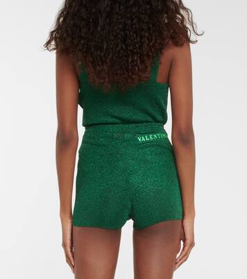 Shorts in lamé a vita alta | Valentino