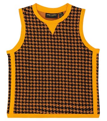 Houndstooth knitted cotton tank top | Mini Rodini