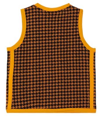 Houndstooth knitted cotton tank top | Mini Rodini