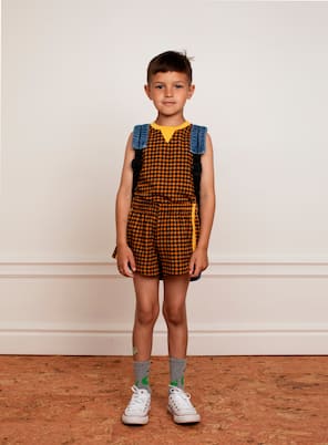 Houndstooth knitted cotton tank top | Mini Rodini
