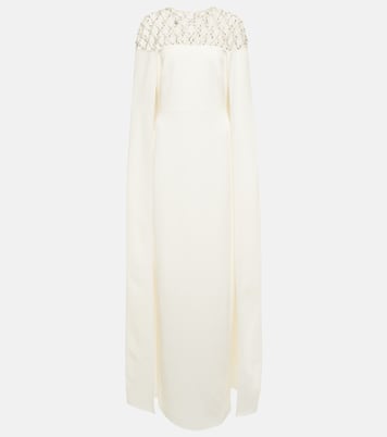 Bridal - Abito lungo in crêpe con mantella | Safiyaa