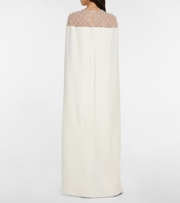 Bridal - Abito lungo in crêpe con mantella | Safiyaa