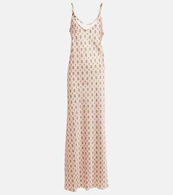Chain-detail printed satin maxi dress | Rabanne