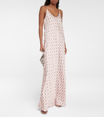 Chain-detail printed satin maxi dress | Rabanne