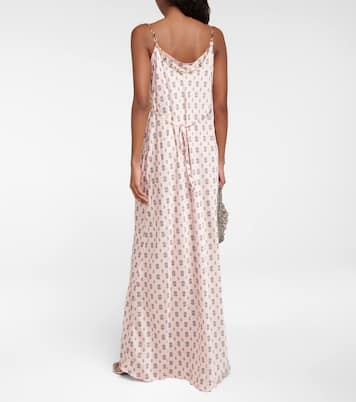 Chain-detail printed satin maxi dress | Rabanne