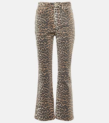 Leopard-print high-rise flared jeans | Ganni