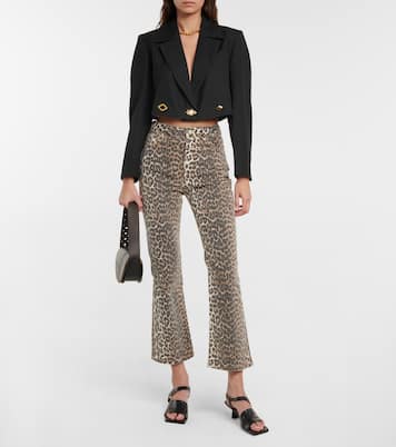 Leopard-print high-rise flared jeans | Ganni