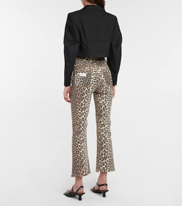Leopard-print high-rise flared jeans | Ganni