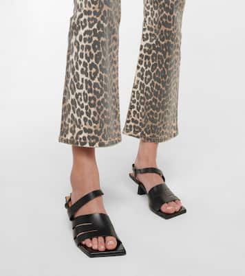 Leopard-print high-rise flared jeans | Ganni
