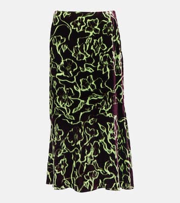 Jupe midi imprimée en velours | Dries Van Noten