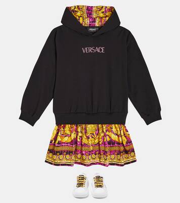 Robe imprimée en coton mélangé à logo | Versace Kids