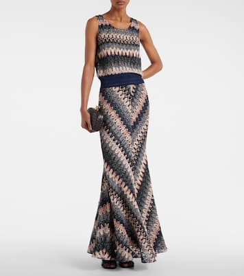 Gonna lunga in maglia lamé a zig-zag | Missoni