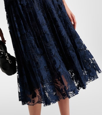 Robe midi en tweed de laine mélangée et dentelle | Oscar de la Renta