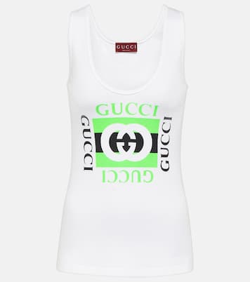 Tank top in cotone a coste con logo | Gucci