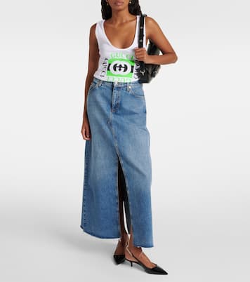 Tank top in cotone a coste con logo | Gucci