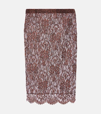 Jupe crayon en dentelle à fleurs | Saint Laurent