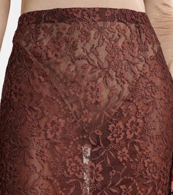 Jupe crayon en dentelle à fleurs | Saint Laurent