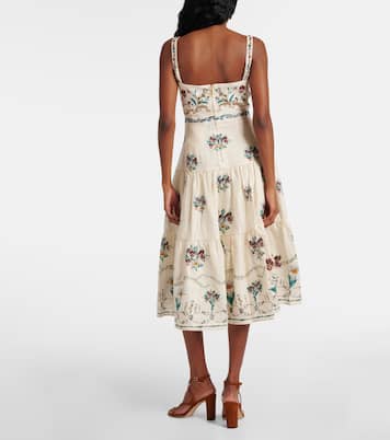 Besticktes Midikleid Lima Florero aus Leinen | Agua by Agua Bendita