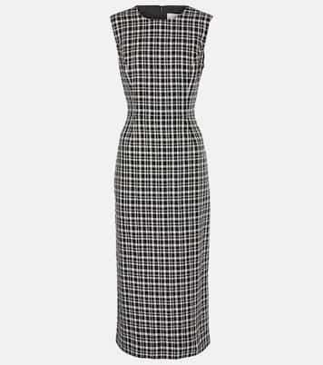 فستان ميدي بمربعات | Carolina Herrera
