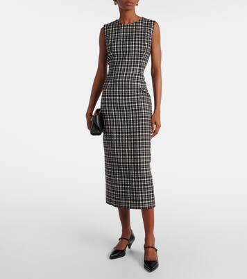 فستان ميدي بمربعات | Carolina Herrera