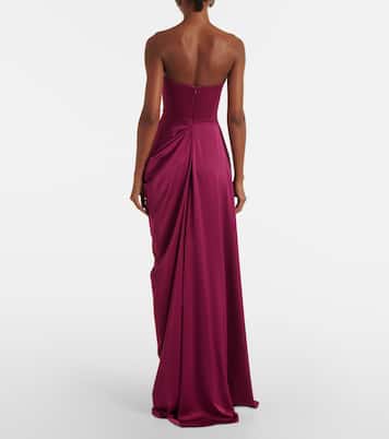 Draped satin crêpe bustier gown | Alex Perry