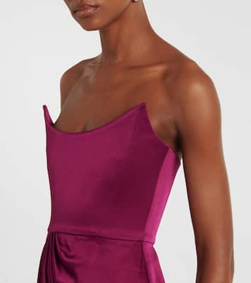 Draped satin crêpe bustier gown | Alex Perry