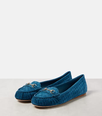 Horsebit GG suede ballet flats | Gucci