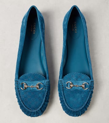 Horsebit GG suede ballet flats | Gucci