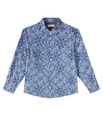 Camicia in cotone con stampa | Brunello Cucinelli Kids