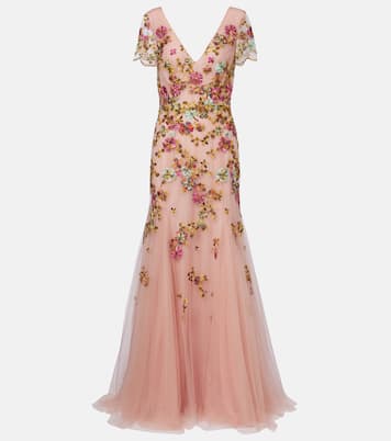 Bestickte Robe Polina aus Tüll | Costarellos