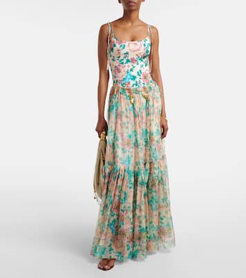 Jupe longue en soie à fleurs | Chloé