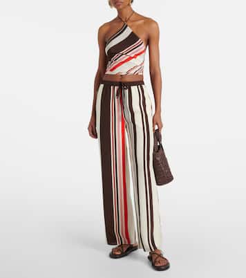 Thistle striped open-back silk satin top | SIR