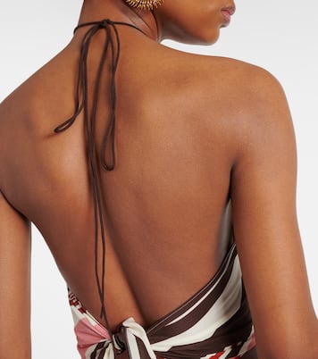 Thistle striped open-back silk satin top | SIR