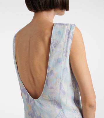 Abito lungo asimmetrico in seta con stampa floreale | Loewe