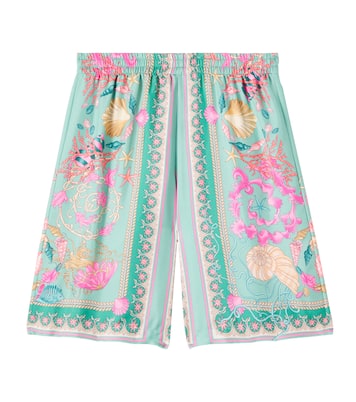 Underwater Barocco silk twill shorts | Versace Kids