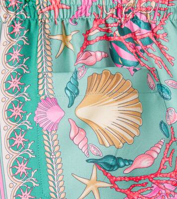 Underwater Barocco silk twill shorts | Versace Kids