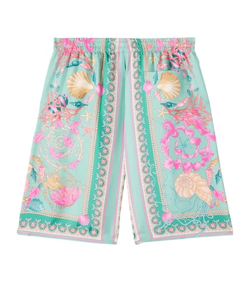 Underwater Barocco silk twill shorts | Versace Kids